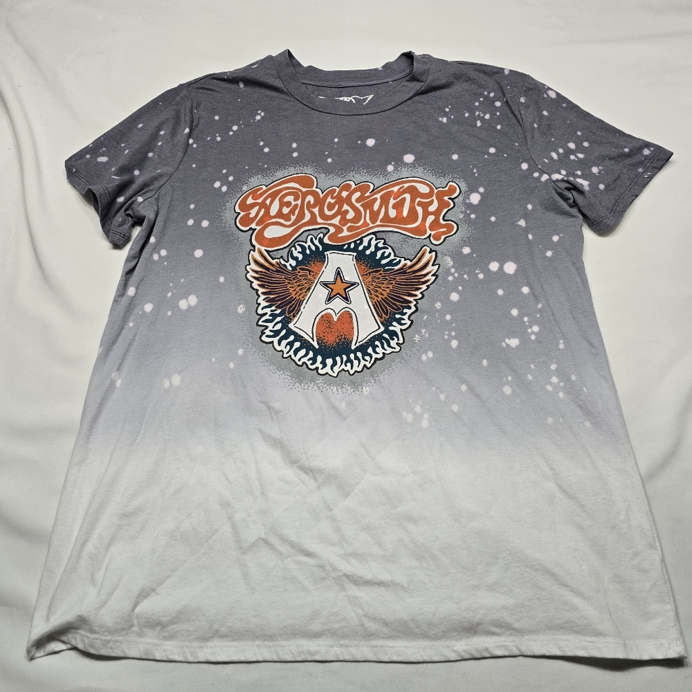 Aerosmith Gradient Bleach Splatter Band T-Shirt